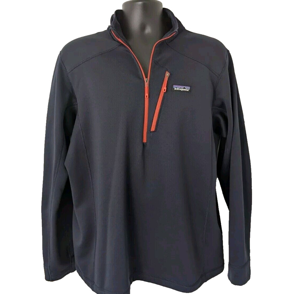 Patagonia Black 1/4 Zip Pullover with Orange Trim
